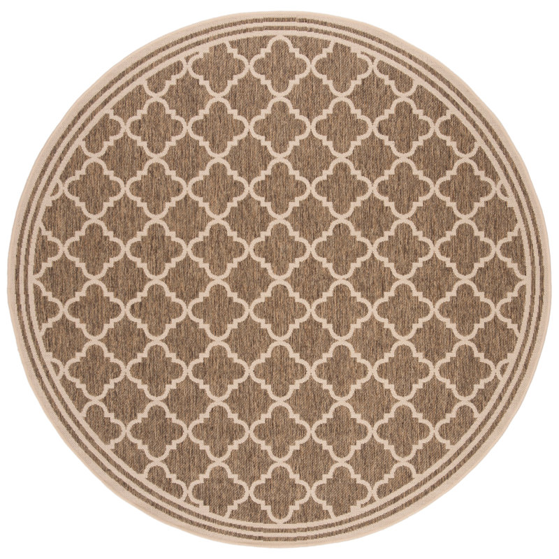 Ferrill Linden 100 Performance Geometric Indoor/Outdoor Area Rug, Round 6'7"