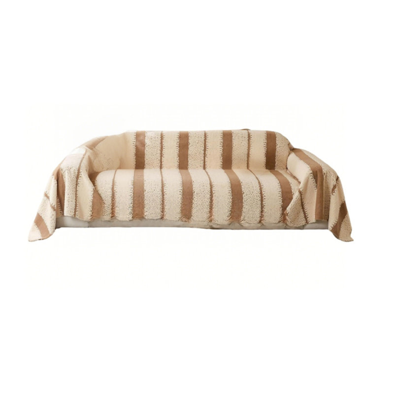 Cotton Box Cushion Sofa Slipcover, Brown