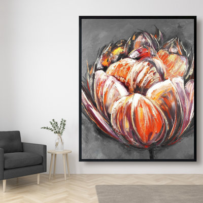 Double And Abstract Orange Tulip Print On Canvas