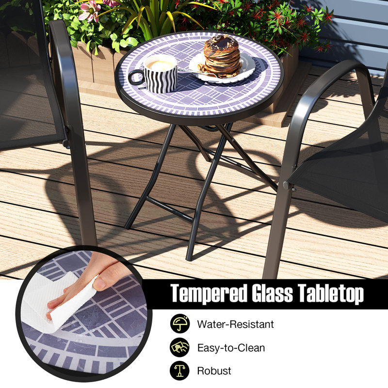  Table d'appoint ronde 18 po avec plateau en verre trempé gris