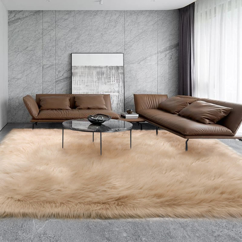 Faux Sheepskin Indoor Rug, Rectangle 6' x 9'