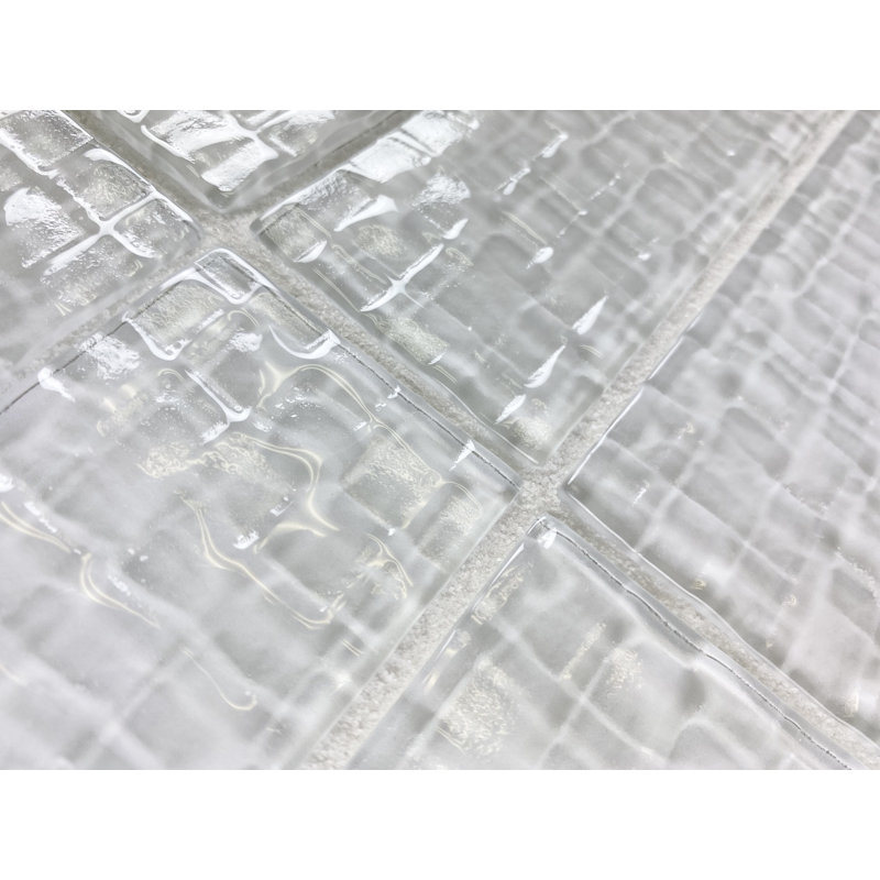 Metro Cubes 2 in. x 8 in. Textured Glass Straight Edge Subway Decorative Kitchen & Bathroom Wall Tile