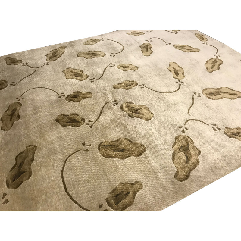 Tapis beige noué à la main de haute qualité