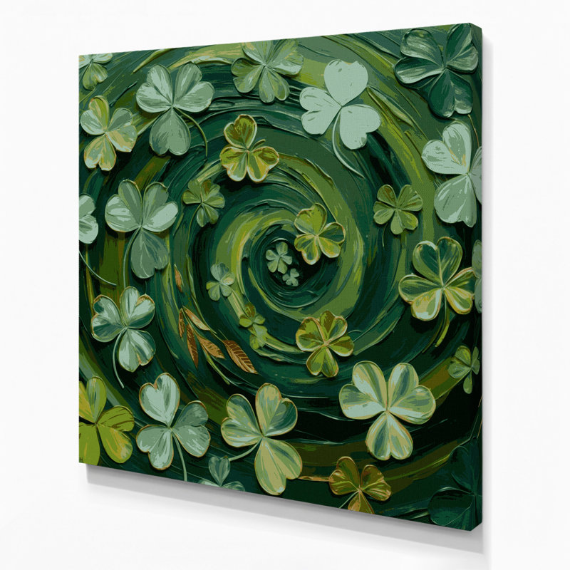 Art mural sur toile trèfle botanique vert, H 12 po x l 12 po