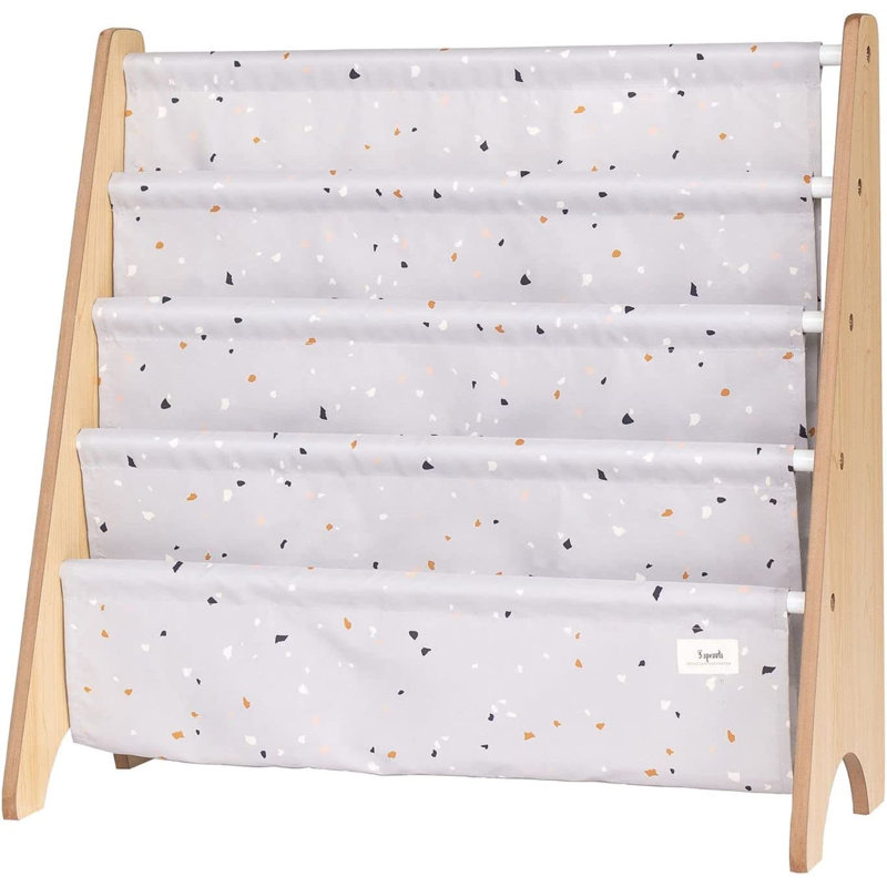 Light Gray Terrazzo Kids Book Rack with Recycled Fabric