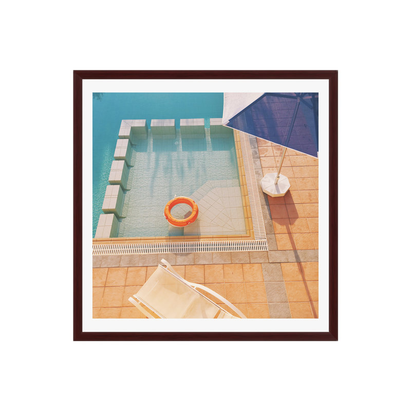 Cassia Beck Swimming Pool by Cassia Beck, Mahogany Floater Framed, 12" H x 12" W x 2" D, No