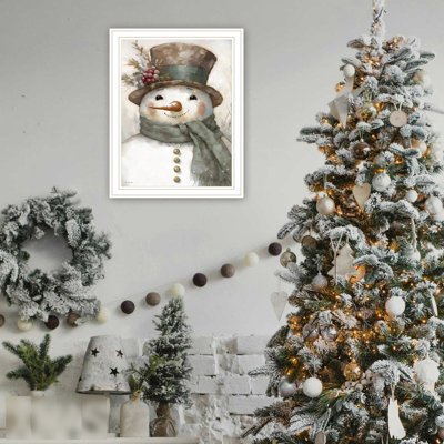 Home Wall Art, Old World Frosty White Framed Print For Living Room & Bedroom By Jo - Colorful Wood+Paper Art Home, Decor Decoration