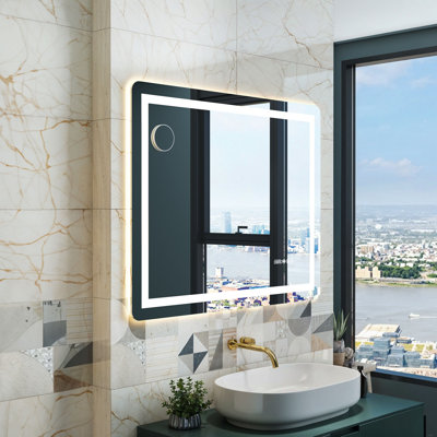 Miroir de salle de bain 32 po à DEL intelligent avec capteur infrarouge