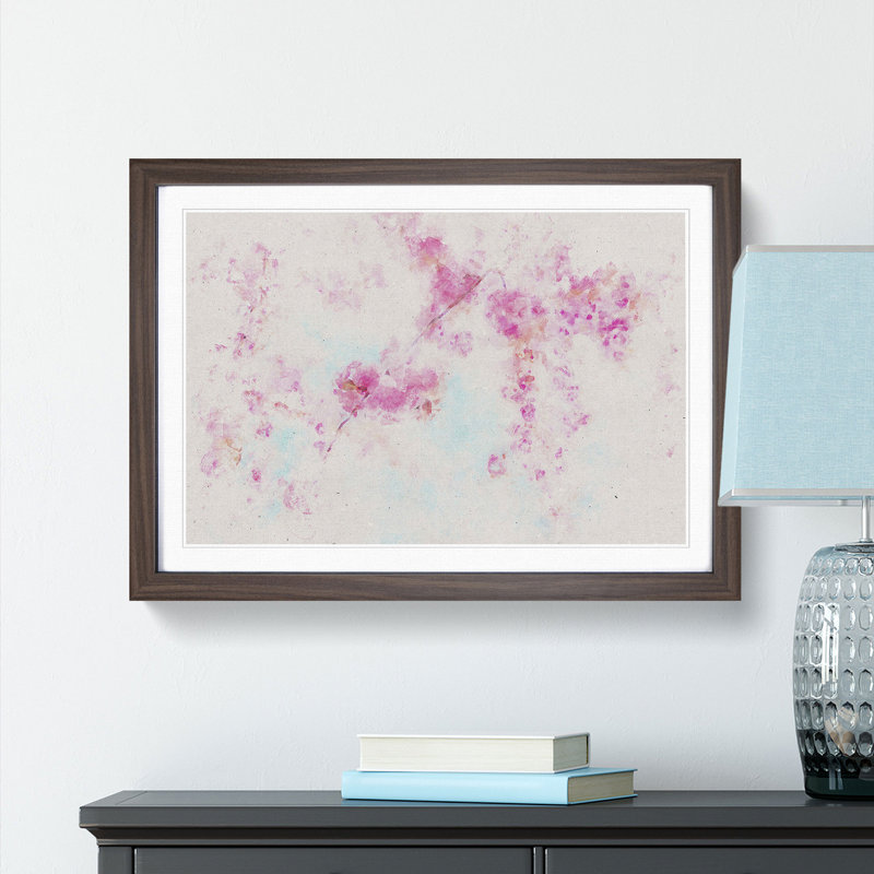 Pink Cherry Blossom Tree in Spring - Framed Print, 24cm H x 33cm W x 2cm D, Walnut Framed