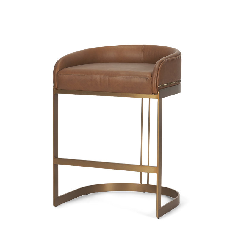 Tabouret de bar et de comptoir en cuir véritable Bradley, Tabouret de comptoir (assise de 24,75 po de hauteu, Cognac