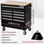 Coffre à outils à roulettes extra-profond à 9 tiroirs 46 po, armoire de rangement / banc de travail mobile avec plateau en bois / multiprise, équipé de roulettes, poignée, doublure et système de verrouillage, capacité de 1200 lb