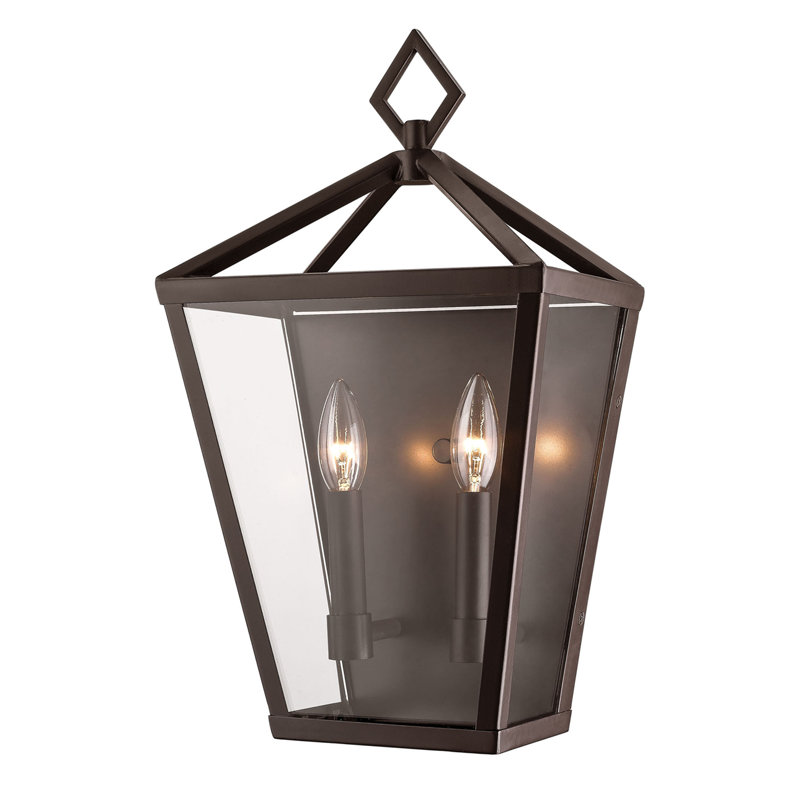 Myndi Tall 2-Light Outdoor Wall Lantern, Bronze, 17.5" H x 10" W x 6.5" D