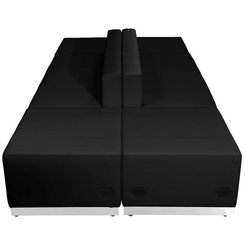 Configuration de réception modulaire Hercules 6 PC LeatherSoft avec dossier et siège tendus, Noir