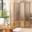 Cloison 4 panneaux en bois - Cloison de 67 po de hauteur en rotin et acrylique avec cadre en bois massif, paravent pliable en verre givré, cloisons murales autoportantes pour bureau de chambre à coucher, naturel