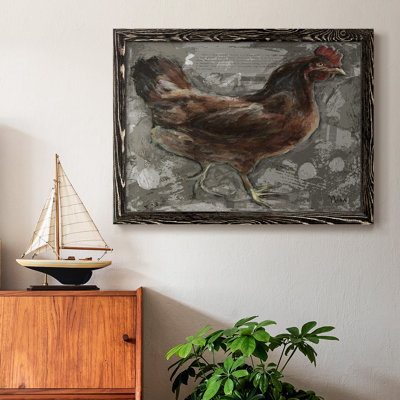 Poule rouge encadrée sur toile