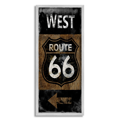Route rustique, symbole 66, flèche gauche directionnelle par Luke Wilson - Art textuel