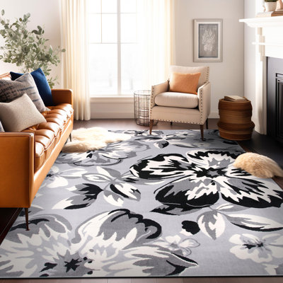 Rooshi Gray/Silver/Black Area Rug