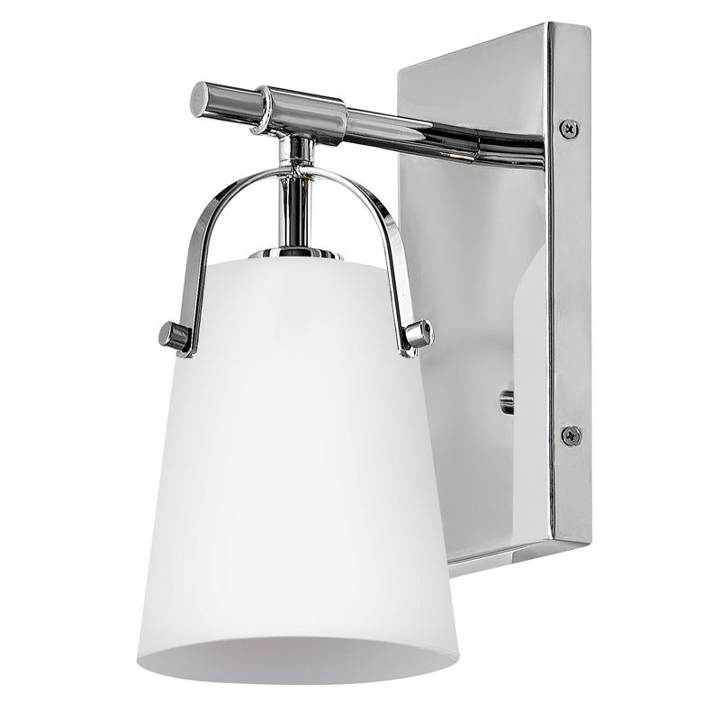 Foster 1-Light Dimmable Bath Sconce with Etched Opal Shade, Silver