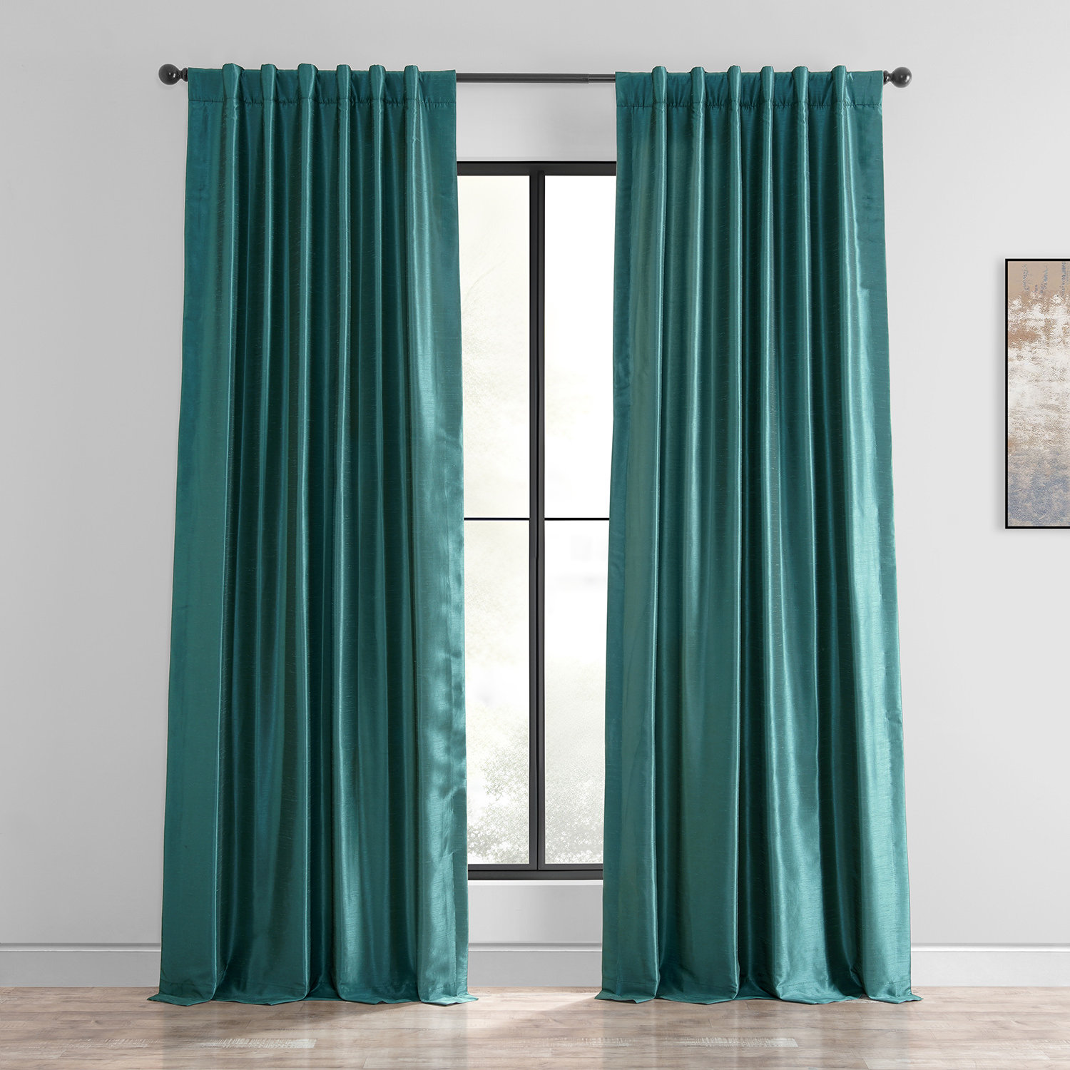 Rayne Room Darkening Faux Silk Curtain Panel, Off White, 50" W x 96" L