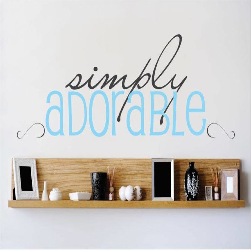 Décalcomanie murale simplement adorable, H 6 po x l 20 po x P 0,16 po, Bleu / Noir