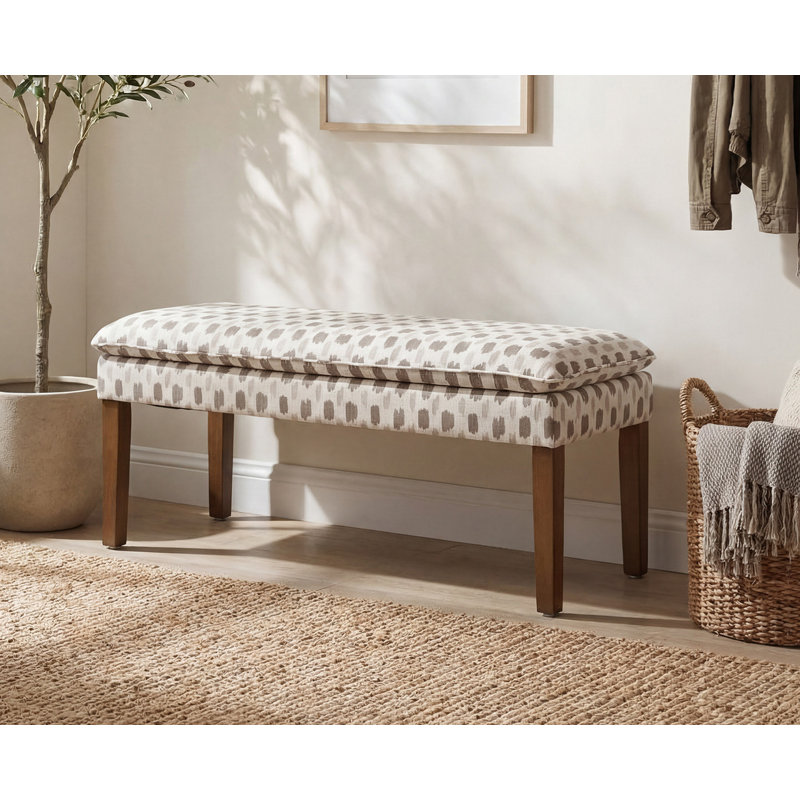 Upholstered Foam Bench, Linen-Brown