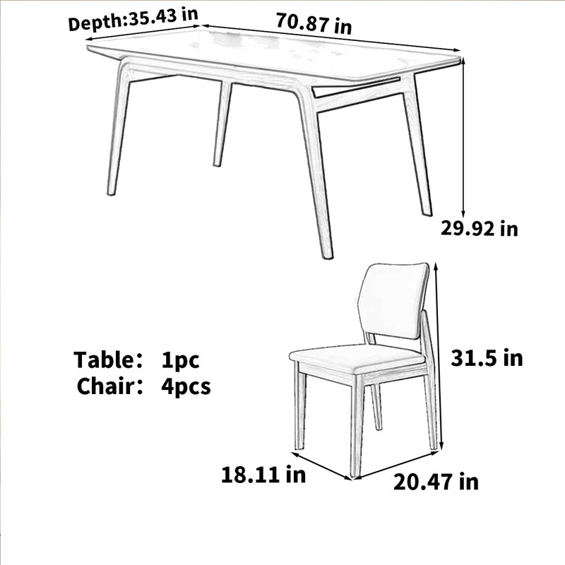 Nordic cream style rectangular rock dining table, 29.92" H x 70.87" L x 35.43" W