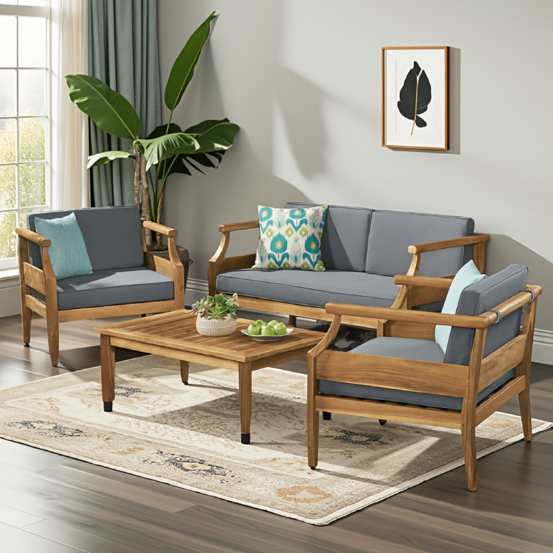 Ensemble de conversation Mid-Century moderne pour l'extérieur - Causeuse et fauteuil club