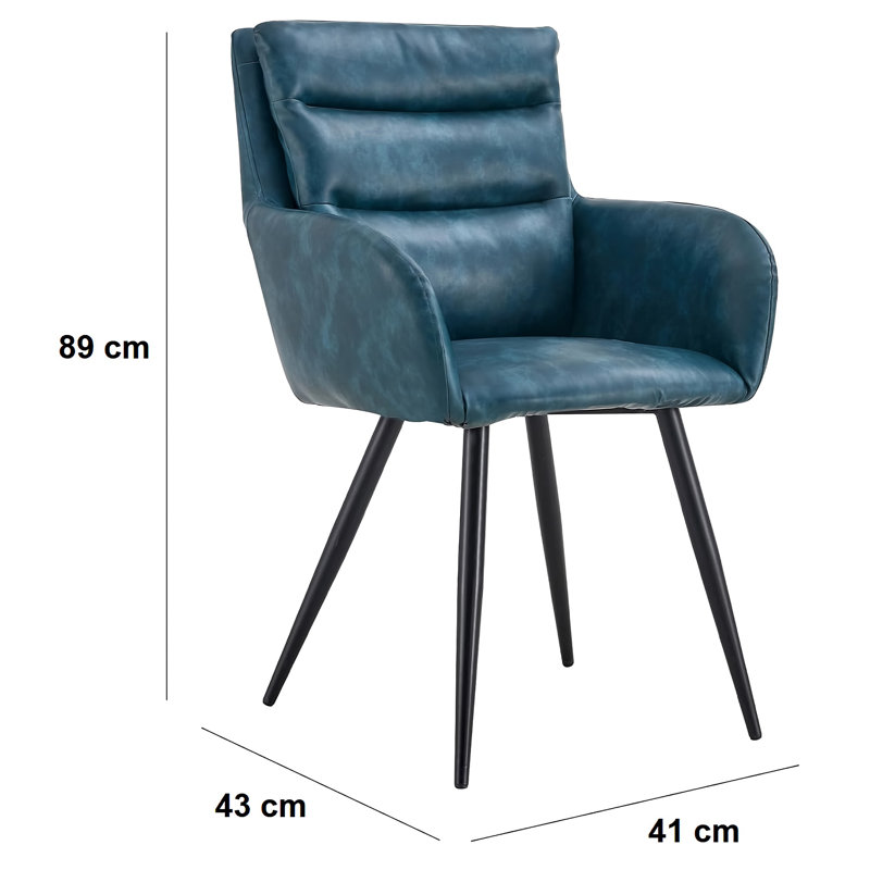  Ensemble de 2 chaises de salle à manger modernes en cuir synthétique avec accoudoirs et pieds en métal pour la salle à manger