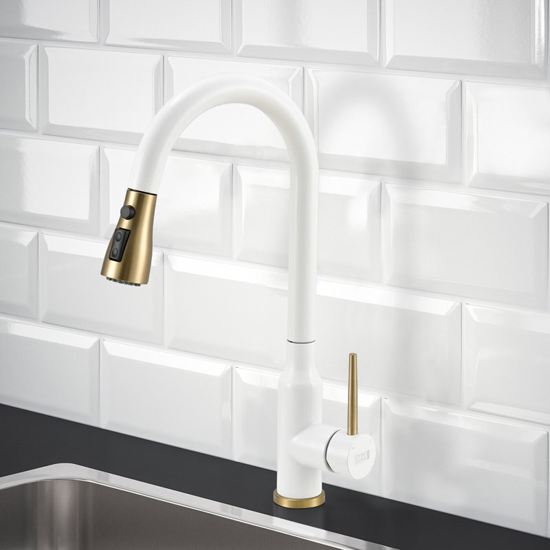 Living And Home Pull Down Kitchen Faucet, White