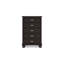 Commode haute Teno, 5 tiroirs, nickel, bois franc brun foncé