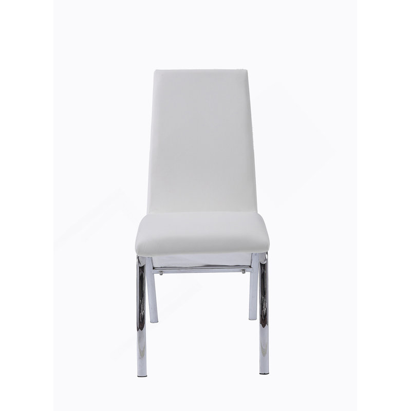 Ensemble de 2 chaises d'appoint en cuir synthétique blanc et finition chromée