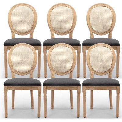 French-Style Farmhouse Dining Chair with Round Backrest