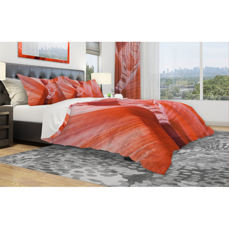 Ensemble de housse de couette designart antilope canyon walls, Housse de couette grand + 2 taies décoratives