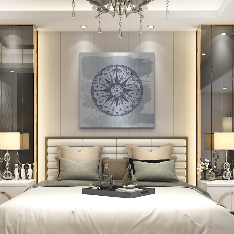Luxe Rose Art «Brushed Midnight Blue Compass Rose» «Brushed Midnight Blue Compass Rose» par Bluebird Barn