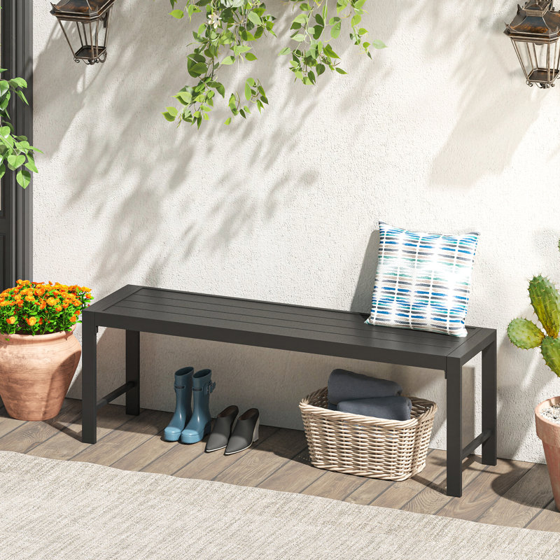 Allanah Metal Outdoor Bench, Black