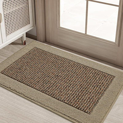 Paillasson intérieur 20 po x 32 po, paillassons, taupe | Tapis d'entrée antidérapant lavable, tapis de bienvenue antisalissure, tapis de sol à profil bas pour la porte arrière et le vestibule