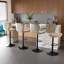 Tabouret de bar pivotant à hauteur réglable pour animaux de compagnie avec dossier, tissu technique résistant aux égratignures, repose-pieds et base en métal noir - Chaise de bar durable pour îlot de cuisine, bar de salle à manger, propriétaires d-1797406736-1806675158