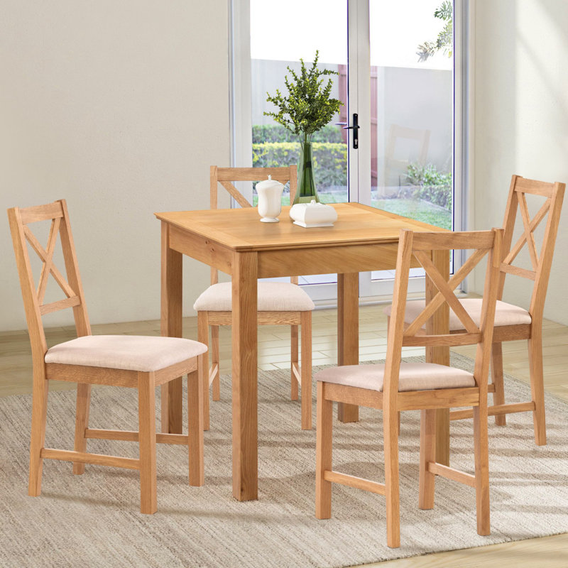 4 - Person Solid Oak Dining Set, Beige