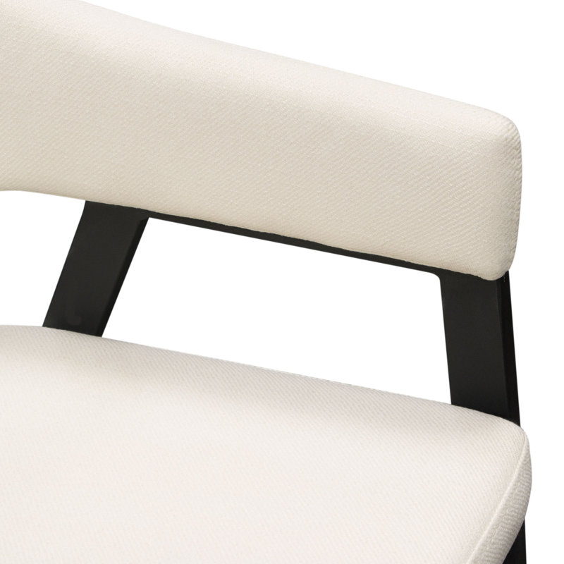Ensemble de deux chaises de salle à manger / d'appoint Adele en tissu crème avec structure en métal thermolaqué noir