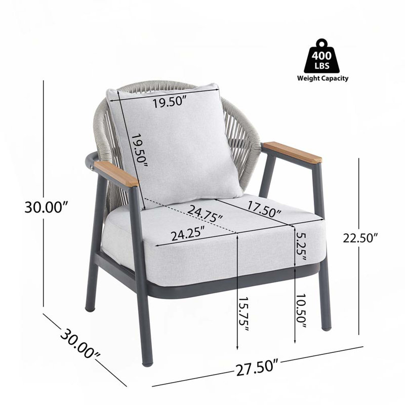 Outdoor Rope Club Chair, Black