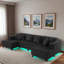 Canapé modulaire moderne en forme de U avec bande lumineuse à DEL RVB et 6 coussins-854307525