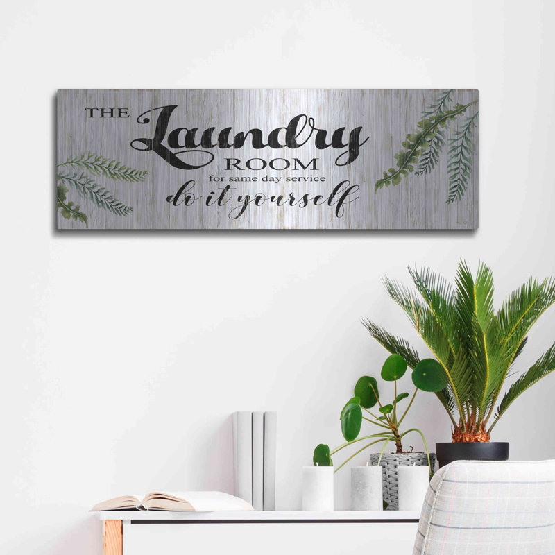 «The Laundry Room» par Cindy Jacobs, art mural en métal, 36 po x 12 po
