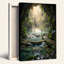 Mossy Rock Cave avec eau turquoise et vignes suspendues, art mural-911885398