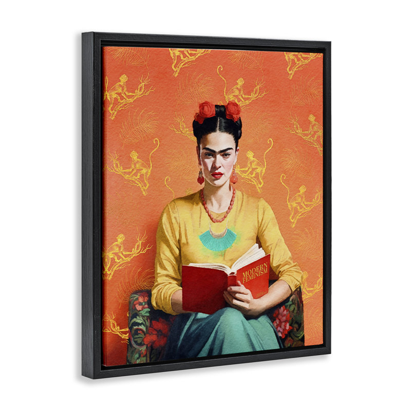 Modern Frida Kahlo par Amanda Greenwood, Cadre flottant noir de jais, H 21 po x l 17 po