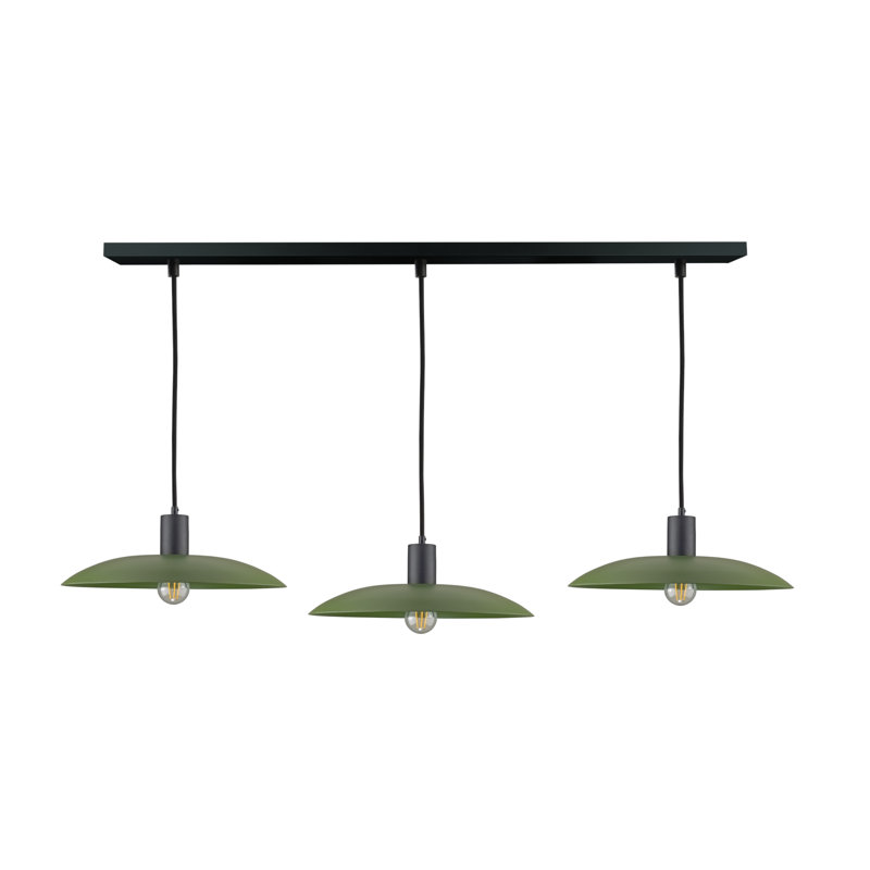 3 - Light Matte Black Dome Pendant, Black/Khaki