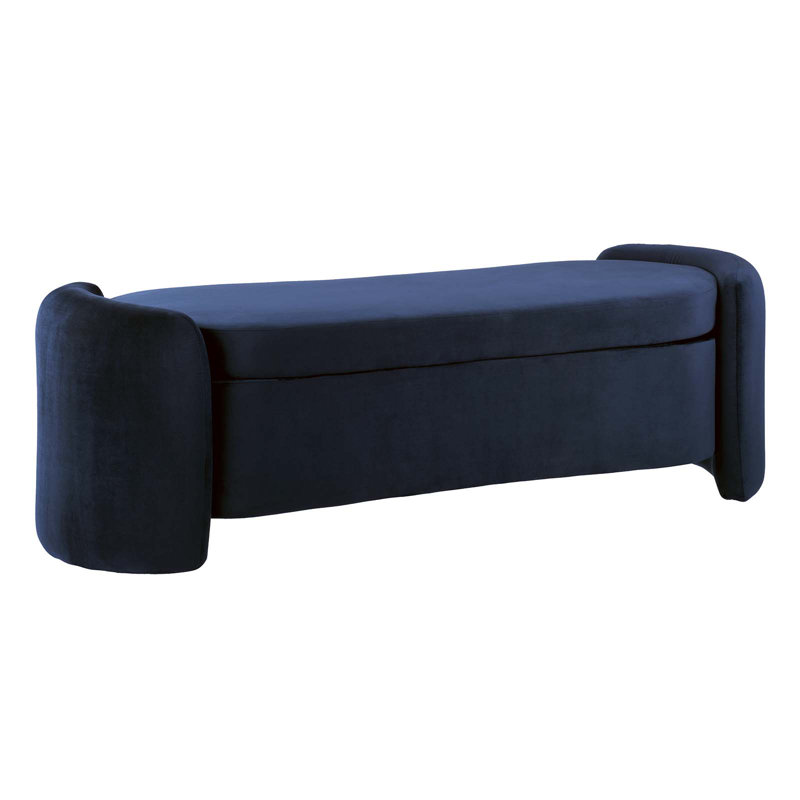  Velvet Upholstered Bench, Midnight Blue