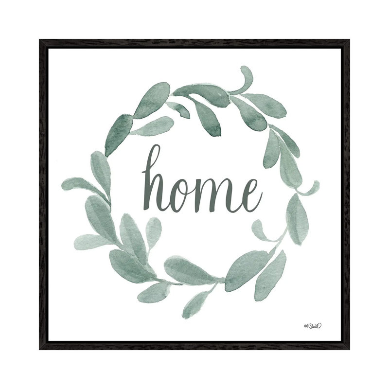 Welcome Home Wreath by Kate Sherrill - Print on Canvas, 45.72 cm H x 45.72 cm W, Black Floater Frame