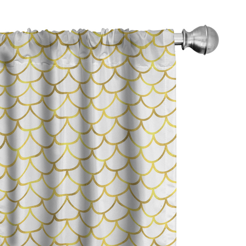 Fish Scale Geometric Semi-Sheer Rod Pocket Sliding Panel, 28" x 63"