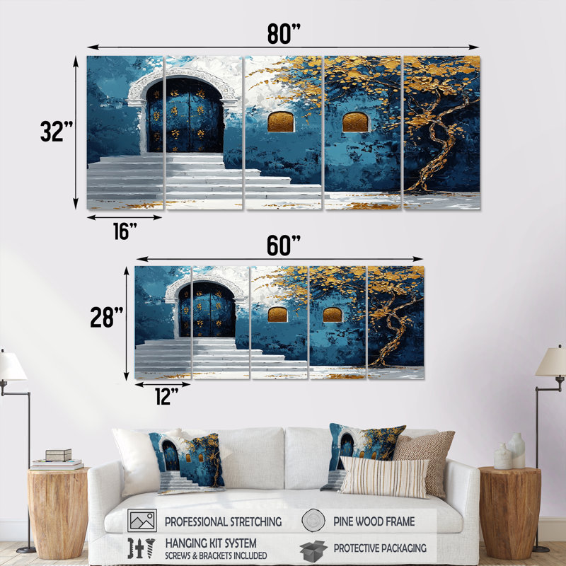 Maroc, or bleu, Rabat, Kasbah II, ensemble d'art mural sur toile, H 32 po x l 80 po