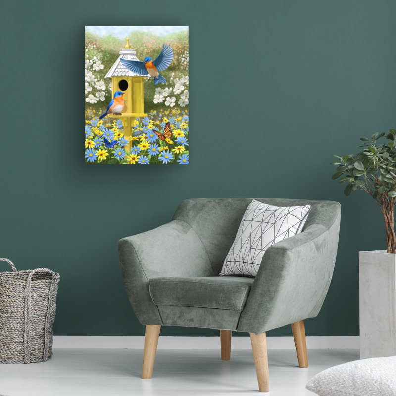 Art sur toile bolologien, forêt bleue, H 47 po x l 35 po